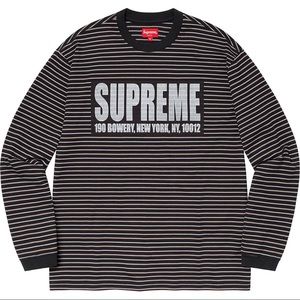 Supreme thin stripe L/S medium +stickers